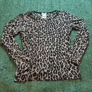 Dolce & Gabbana Intimate Y2K Sheer Leopard Long Sleeve Blouse Size XS VTG 90s